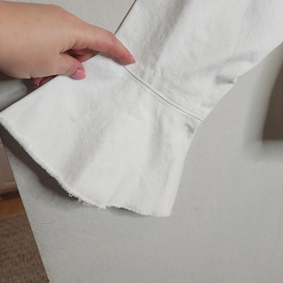 NWT Lane Bryant White Denim Jacket Peplum Hem Flare Sleeve Button Front Sz 22 3X - Picture 11 of 16